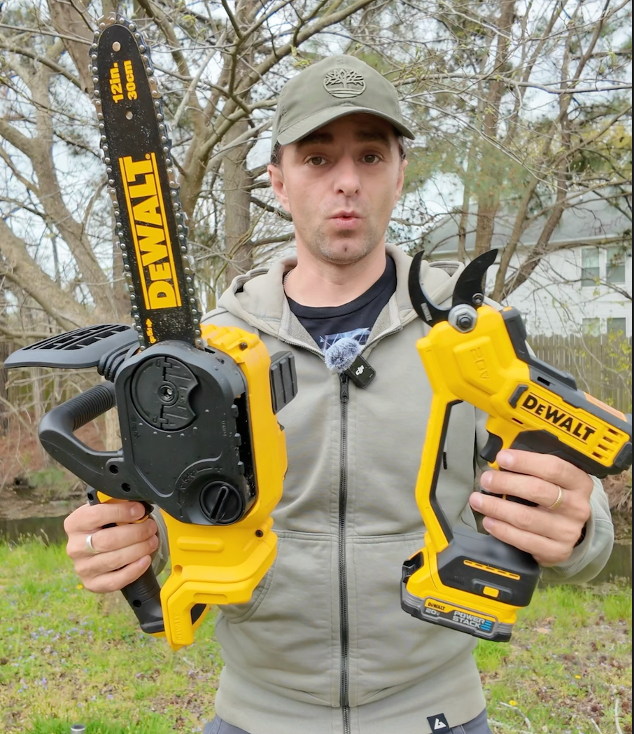 ( Great pice ) What you will choose ? Cordless DeWALT chain saw vs Cordless Pruner