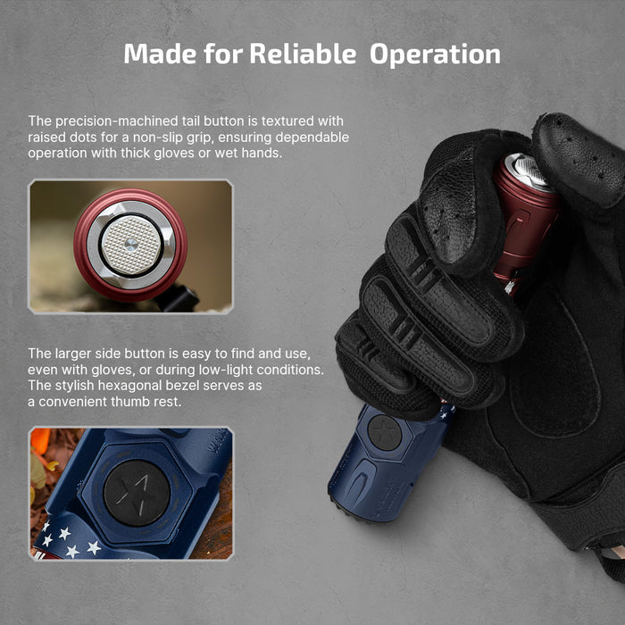 Olight Warrior Ultra 2500 Lumens Tactical Flashlight with OAL Material Stars & Stripes Edition