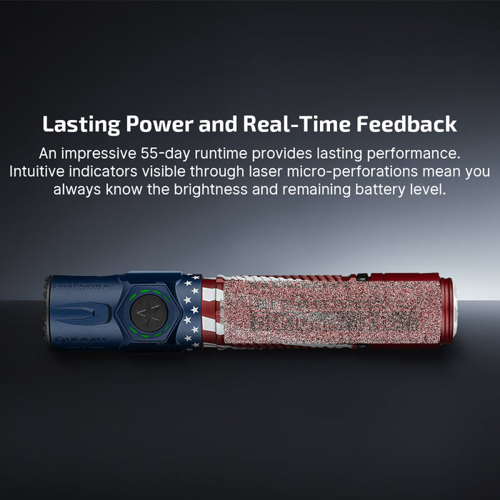 Olight Warrior Ultra 2500 Lumens Tactical Flashlight with OAL Material Stars & Stripes Edition