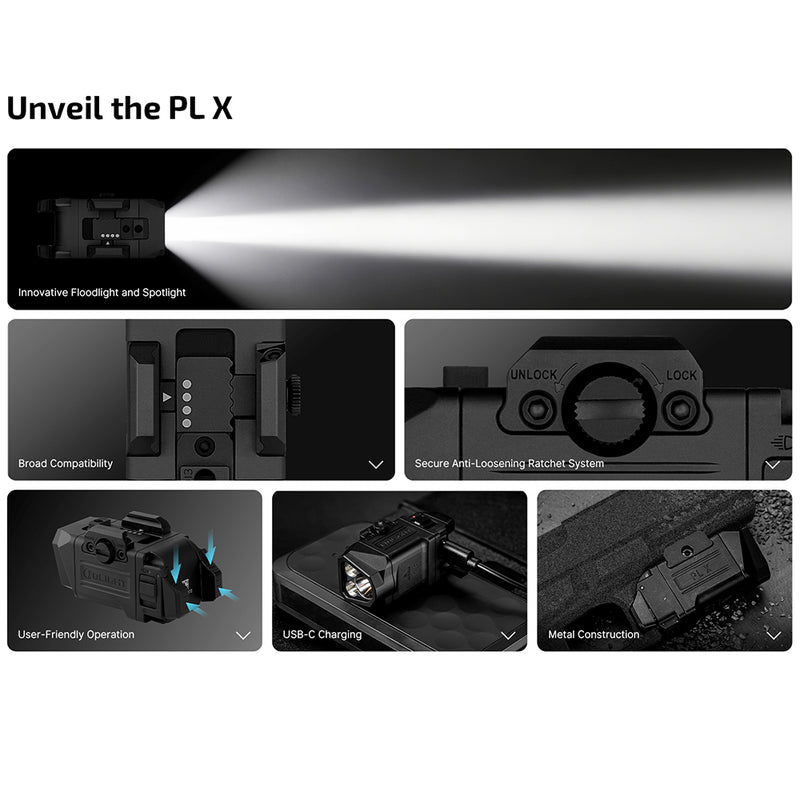 Olight PL X Tactical rail-mounted light: 1,200 Lumens Dual-Beam tactical pistol light