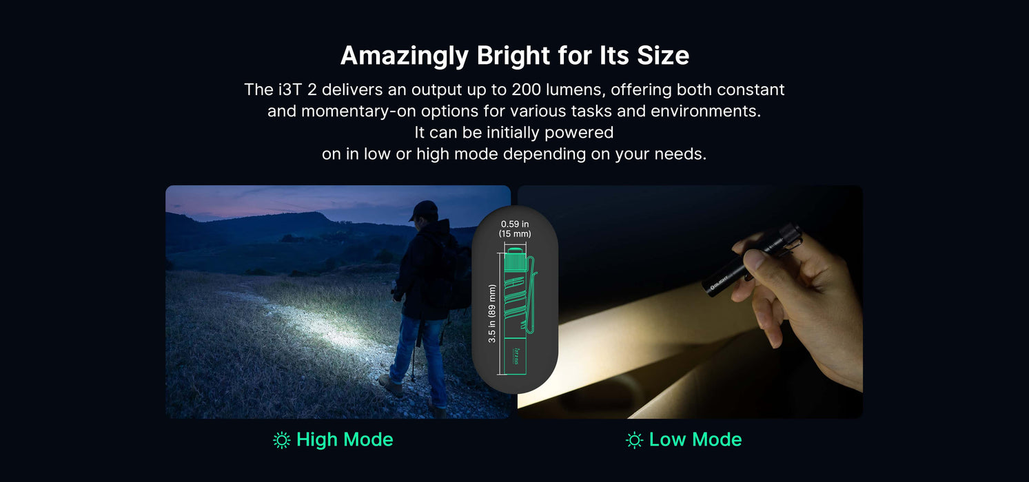 Olight i3T 2 EOS Zombie Green EDC Flashlight (I3T2ZOMG)