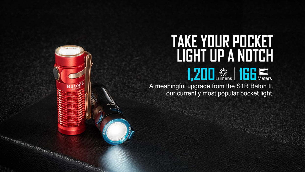 Olight Baton 3 Premium Edition Red EDC Flashlight (BATON3KITRD)