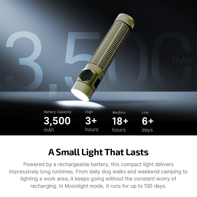 Olight Baton Ultra Olive Green: Dual Switch High Lumen Compact EDC Flashlight