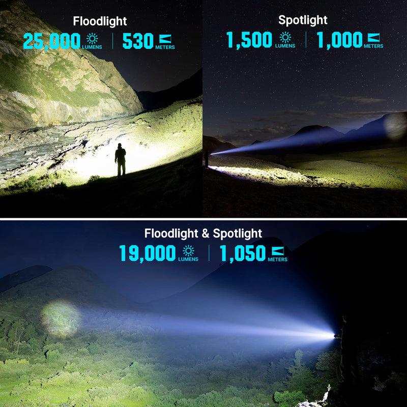 Olight Marauder 3 Matte Black 25,000 Lumen Flashlight with Power Adapter (M3MBWPA)