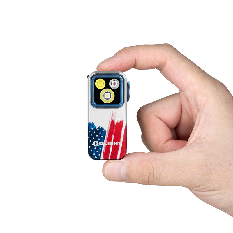 Olight Oclip Pro Clip on Flashlight with Floodlight Spotlight and Red Light Oclip Pro Stars & Stripes Edition