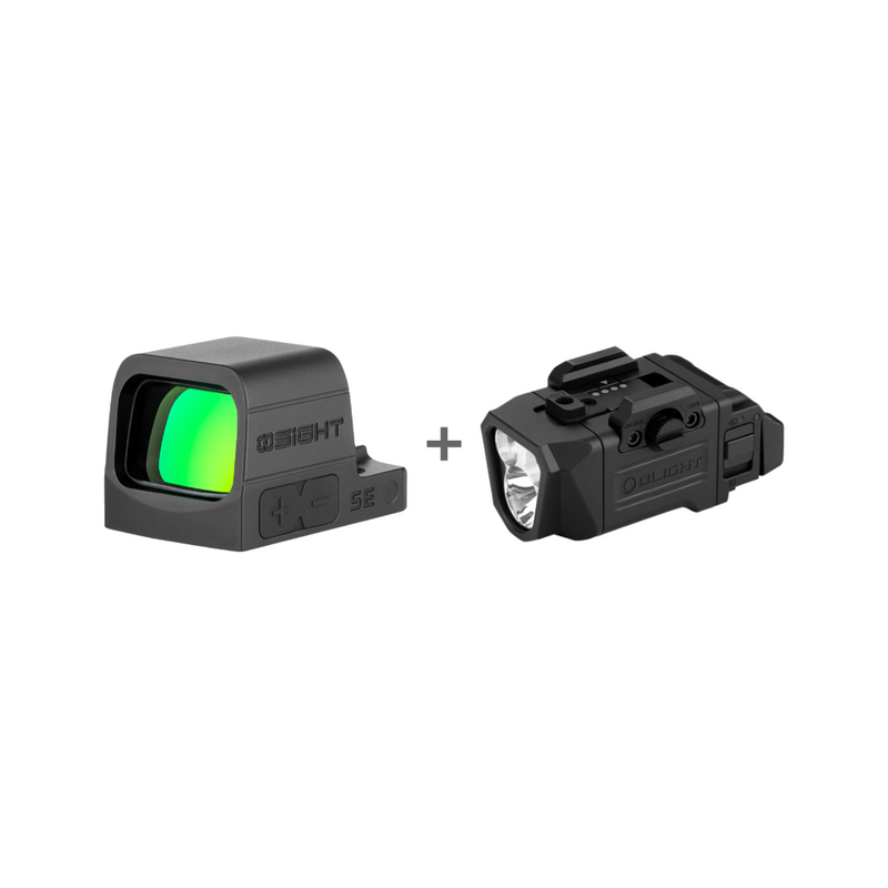 Olight Osight SE Enclosed Green Dot Optic 2 MOA Dot 32 MOA Circle + PL X Tactical Weapon Light Bundle