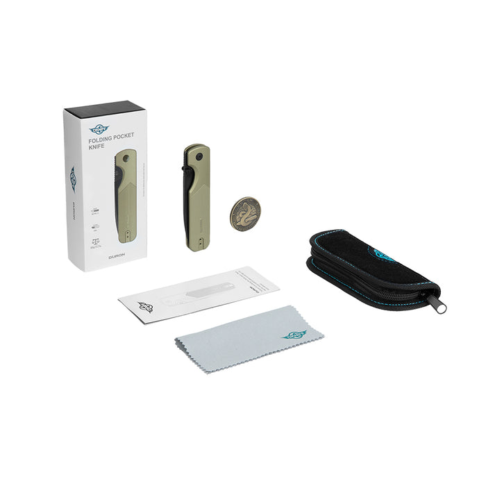 Olight Duron EDC Knife Olive Green O-Aluminum Handle Nitro-V Steel Blade