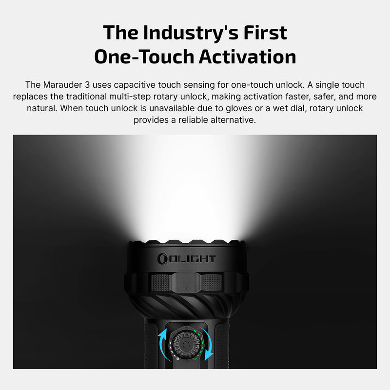 Olight Marauder 3 Matte Black 25,000 Lumen Flashlight with Power Adapter (M3MBWPA)