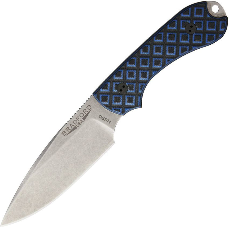 Bradford Knives Guardian 3 EDC Black/Blue Fixed Blade Knife [3FE-013-N690]
