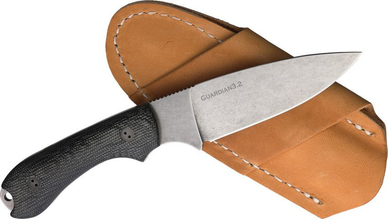 Bradford Knives Guardian 3.2 3D Black Micarta Fixed Blade Knife [3.2FH-101-AEBL]