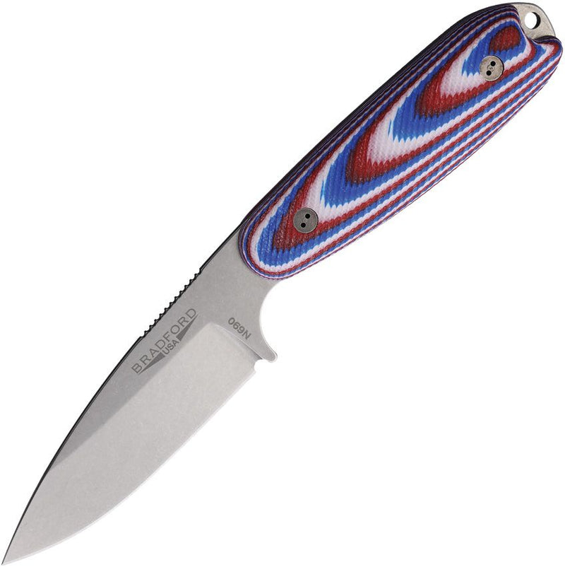 Bradford Knives Guardian 3.5 Red White Blue Fixed Blade Knife [3.5S-125-N690]
