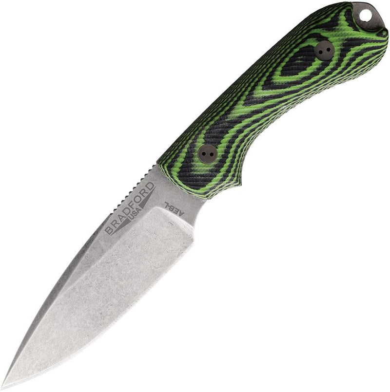 Bradford Knives Guardian 3 3D Toxic Green/Blac Fixed Blade Knife [3FE-110- AEBL]