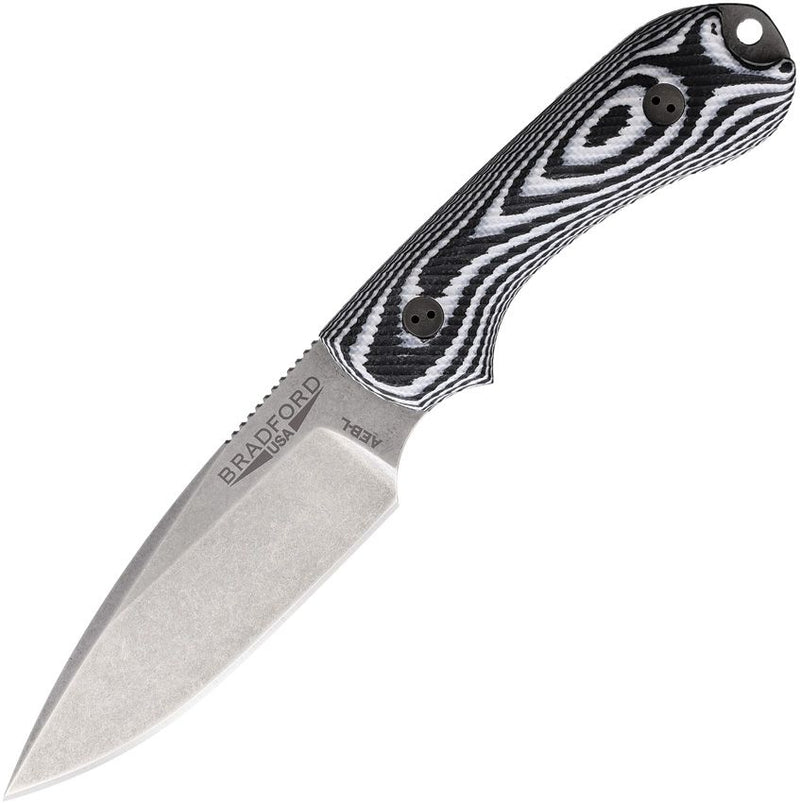 Bradford Knives Guardian 3 3D Black/White Fixed Blade Knife [3FE-118-AEBL]