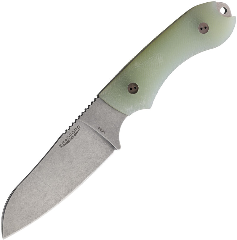 Bradford Knives Guardian 4 Sheepsfoot Green G10 (4.75" Bohler N690 stainless) Fixed Blade Knife [4SF-117-N690] - product view 1