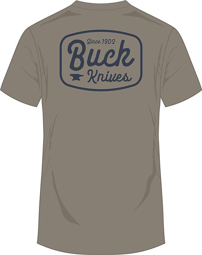 Buck Round Badge T-Shirt Gray LG [14285]