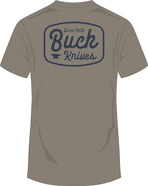 Buck Round Badge T-Shirt Gray LG [14285]