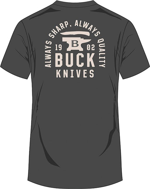 Buck Stacked Badge T-Shirt Gray LG [14292]