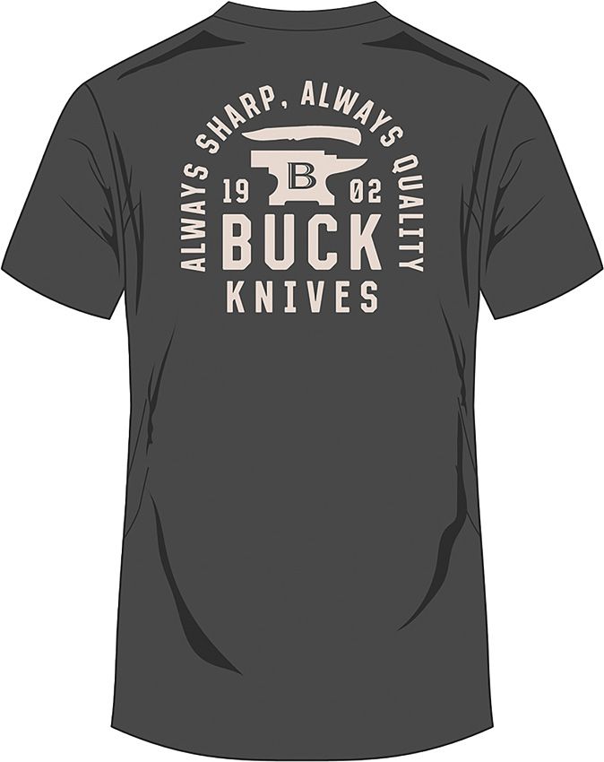 Buck Stacked Badge T-Shirt Gray XL [14293]