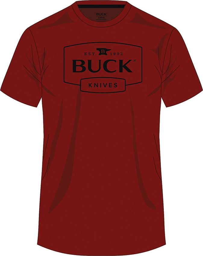 Buck Logo T-Shirt Red LG [14313]