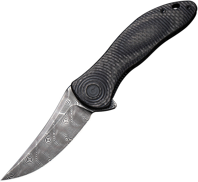 Civivi Synergy3 Black Layered G10 and Twill Carbon Fiber (3.24" Black Hand Rubbed Damascus) Folding Knife [C20075A-DS1] - product view 1