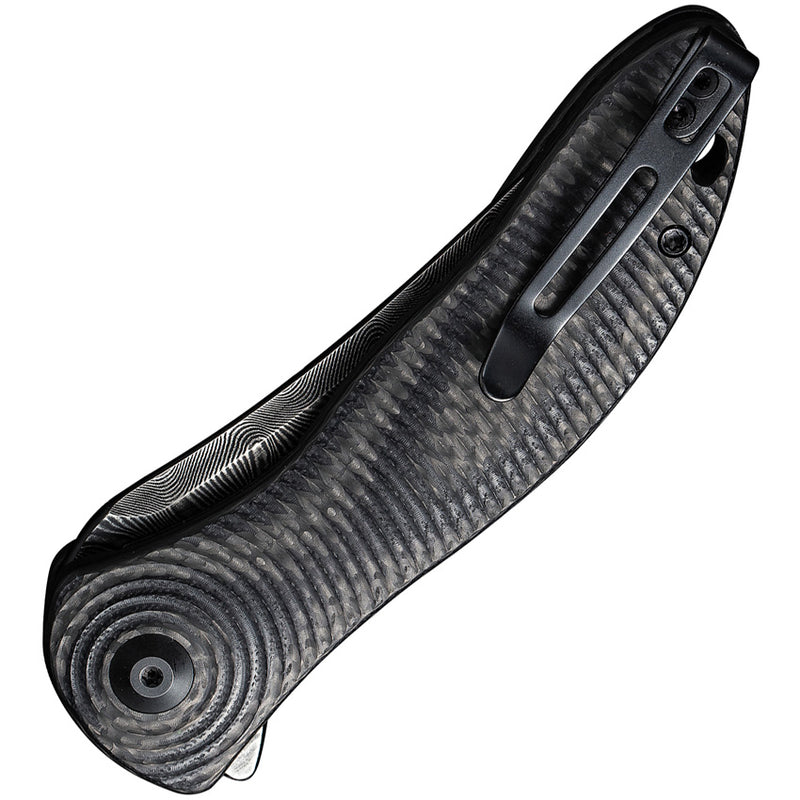 Civivi Synergy3 Black Layered G10 and Twill Carbon Fiber (3.24" Black Hand Rubbed Damascus) Folding Knife [C20075A-DS1] - product view 2