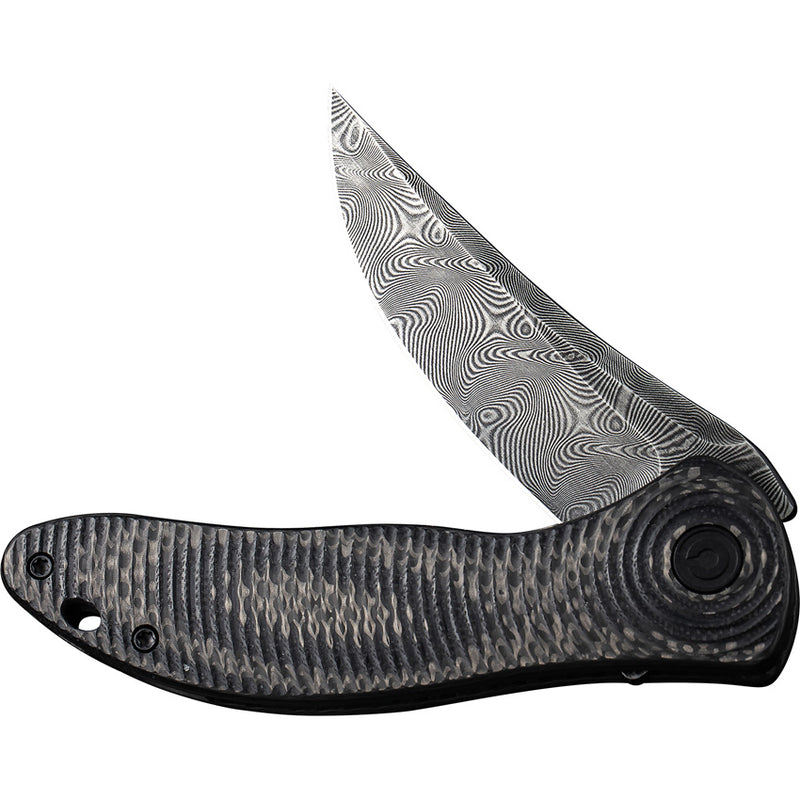 Civivi Synergy3 Black Layered G10 and Twill Carbon Fiber (3.24" Black Hand Rubbed Damascus) Folding Knife [C20075A-DS1] - product view 4