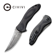 Civivi Synergy3 Black Layered G10 and Twill Carbon Fiber (3.24" Black Hand Rubbed Damascus) Folding Knife [C20075A-DS1] - product view 5