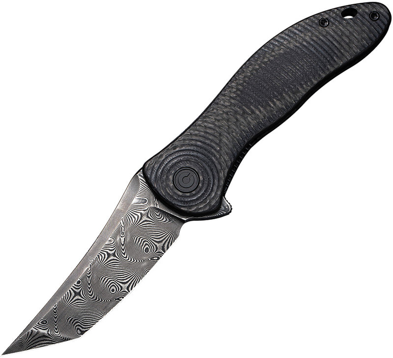 Civivi Synergy3 Black Layered G10 and Twill Carbon Fiber (3.24" Black Hand Rubbed Damascus) Folding Knife [C20075B-DS1] - product view 1