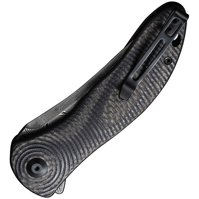Civivi Synergy3 Black Layered G10 and Twill Carbon Fiber (3.24" Black Hand Rubbed Damascus) Folding Knife [C20075B-DS1] - product view 2