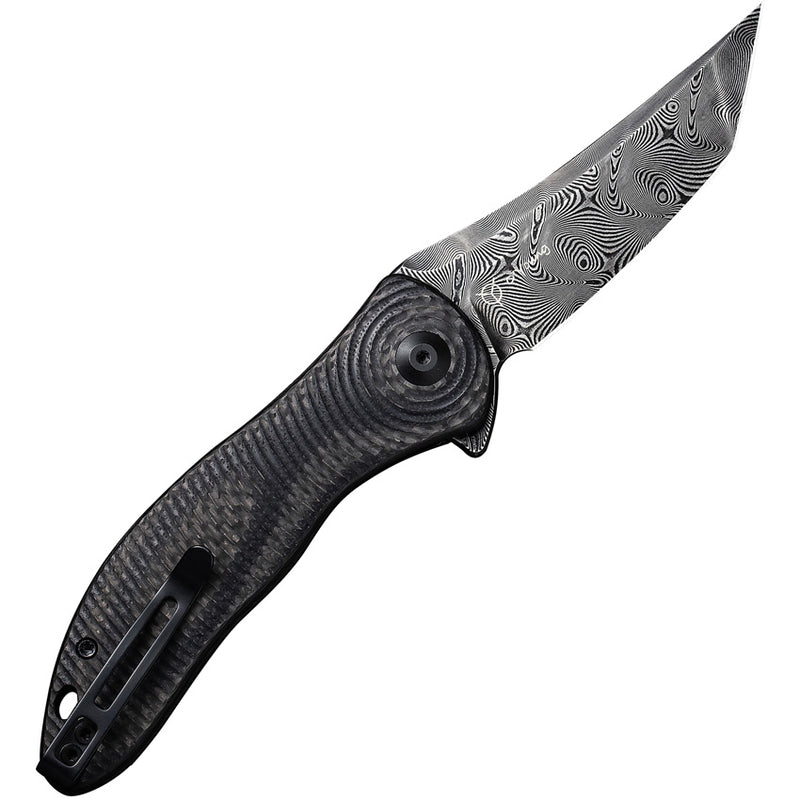 Civivi Synergy3 Black Layered G10 and Twill Carbon Fiber (3.24" Black Hand Rubbed Damascus) Folding Knife [C20075B-DS1] - product view 6