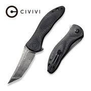 Civivi Synergy3 Black Layered G10 and Twill Carbon Fiber (3.24" Black Hand Rubbed Damascus) Folding Knife [C20075B-DS1] - product view 7