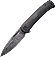 Civivi Cetos Black / Black Twill Carbon Fiber presentation side; Stainless Steel lock side (3.48" Black Hand Rubbed Damascus) Folding Knife [C21025B-DS1] - product view 1