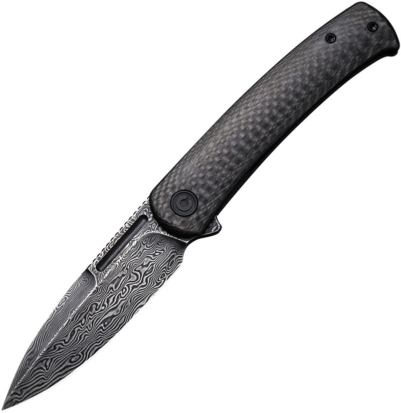 Civivi Cetos Black / Black Twill Carbon Fiber presentation side; Stainless Steel lock side (3.48" Black Hand Rubbed Damascus) Folding Knife [C21025B-DS1] - product view 1