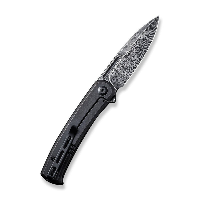 Civivi Cetos Black / Black Twill Carbon Fiber presentation side; Stainless Steel lock side (3.48" Black Hand Rubbed Damascus) Folding Knife [C21025B-DS1] - product view 7