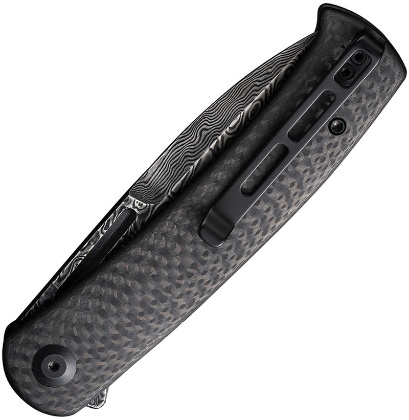 Civivi Caetus Black Twill Carbon Fiber (3.48" Black Hand Rubbed Damascus) Folding Knife [C21025C-DS1] - product view 2