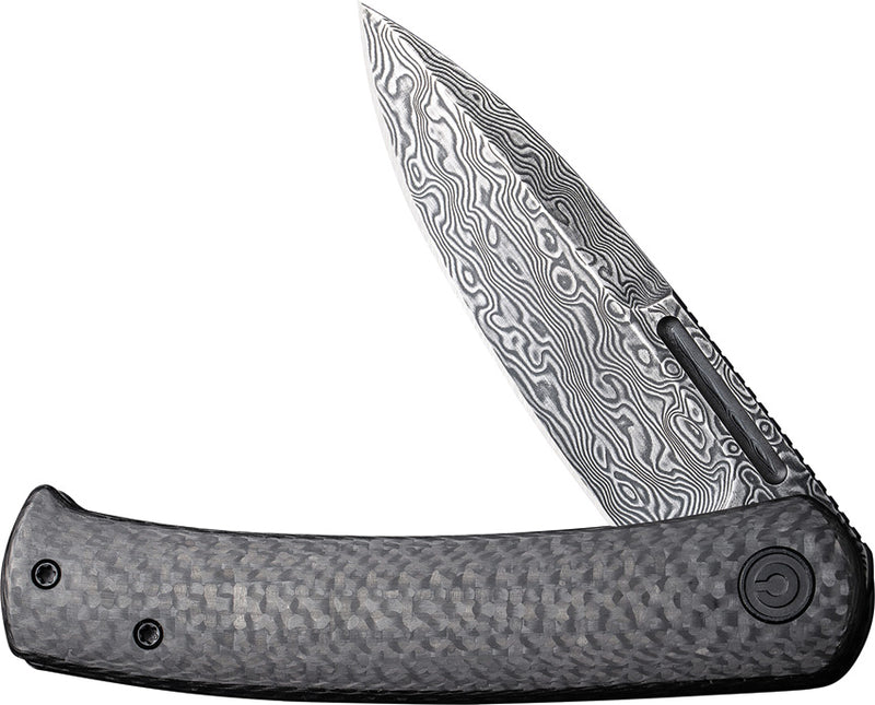 Civivi Caetus Black Twill Carbon Fiber (3.48" Black Hand Rubbed Damascus) Folding Knife [C21025C-DS1] - product view 5