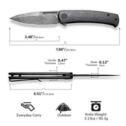 Civivi Caetus Black Twill Carbon Fiber (3.48" Black Hand Rubbed Damascus) Folding Knife [C21025C-DS1] - product view 7