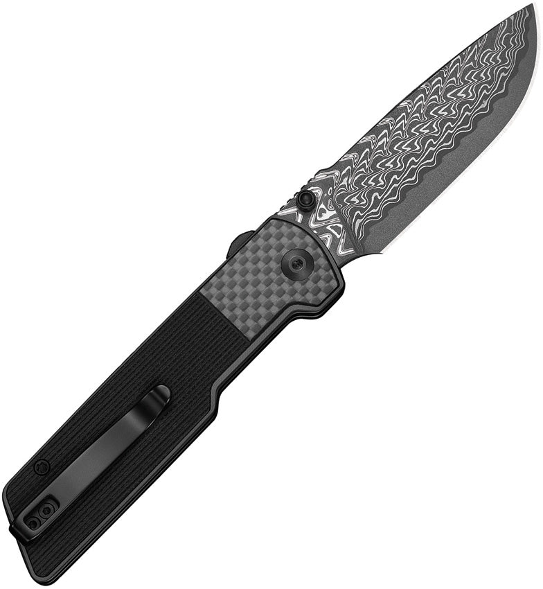 Civivi Zygon Gray, Black G10 With Carbon Fiber Overlay (3.24" / Damascus) Folding Knife [C25035B-DS1] - product view 3