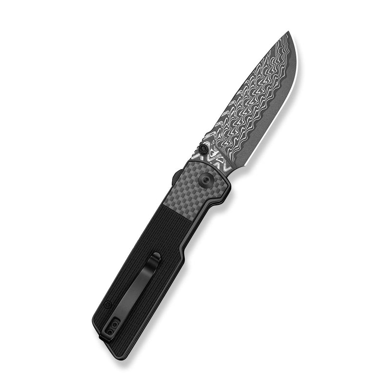 Civivi Zygon Gray, Black G10 With Carbon Fiber Overlay (3.24" / Damascus) Folding Knife [C25035B-DS1] - product view 6