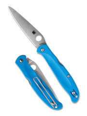 Spyderco Charisma Blue FRN (2.98" PlainEdge CTS BD1N) Folding Knife [C259PBL] - open and closed overview