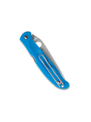 Spyderco Charisma Blue FRN (2.98" PlainEdge CTS BD1N) Folding Knife [C259PBL] - closed view and pocket clip