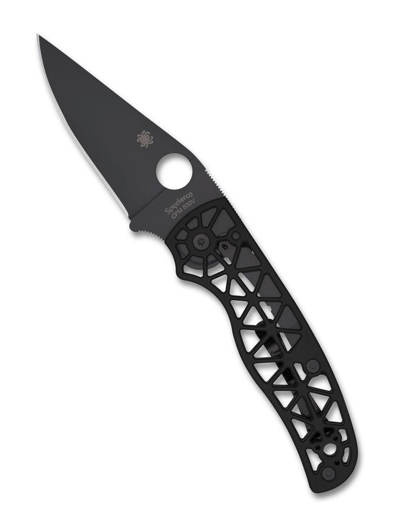 Spyderco Edgerati Black Aluminum (3.57" Black DLC S30V) Folding Knife [C266BKALBKP] - open blade