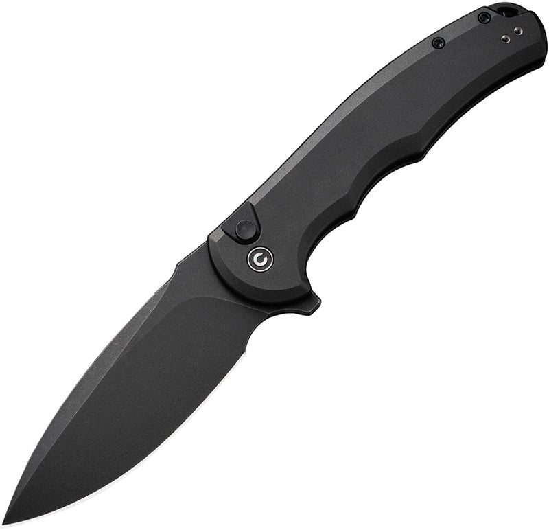 Civivi Button Lock Praxis Black Aluminum (3.75" Black Stonewashed Nitro-V) Folding Knife [C18026E-1] - product view 1