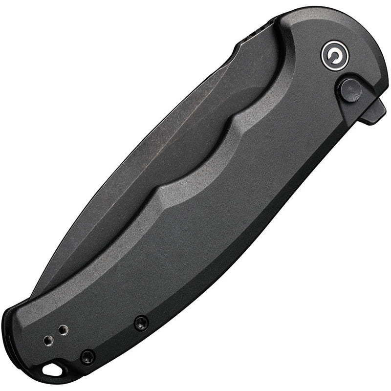Civivi Button Lock Praxis Black Aluminum (3.75" Black Stonewashed Nitro-V) Folding Knife [C18026E-1] - product view 6