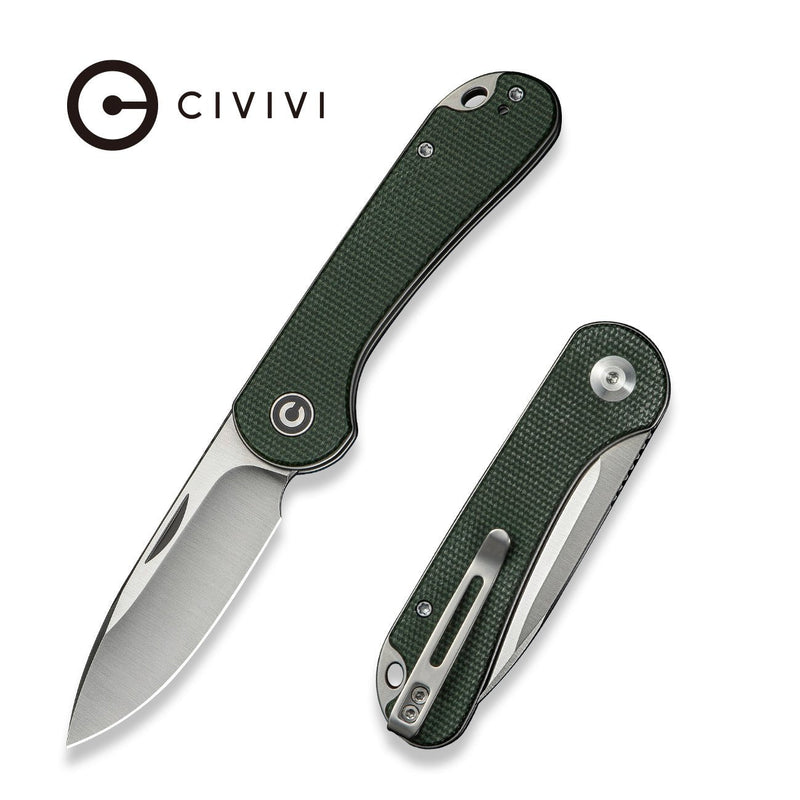Civivi Elementum Slip Joint Green Canvas Micarta (2.96" Satin Finished 14C28N) Folding Knife [C18062AJ-2] - product view 6