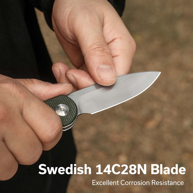 Civivi Elementum Slip Joint Green Canvas Micarta (2.96" Satin Finished 14C28N) Folding Knife [C18062AJ-2] - product view 7