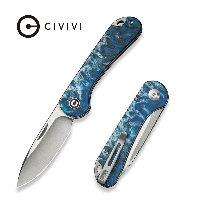 Civivi Elementum Slip Joint Blue, Black, White Resin (2.96" Satin Finished 14C28N) Folding Knife [C18062AJ-4] - product view 5