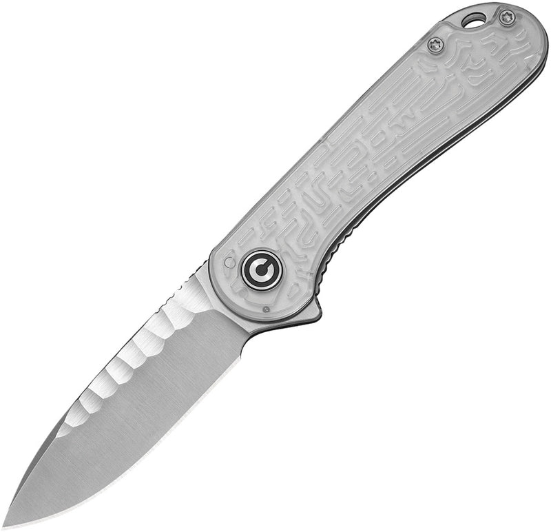 Civivi Elementum Polished Clear Lexan (2.96" Satin Finished With Rock-Grind Pattern Nitro-V) Folding Knife [C18062AM-1] - product view 1