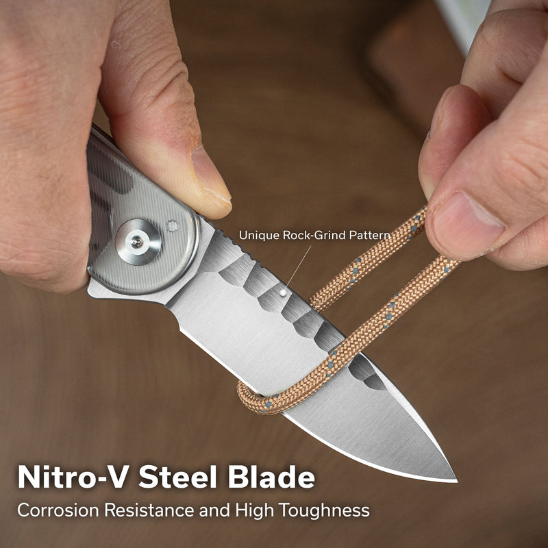 Civivi Elementum Polished Clear Lexan (2.96" Satin Finished With Rock-Grind Pattern Nitro-V) Folding Knife [C18062AM-1] - product view 5