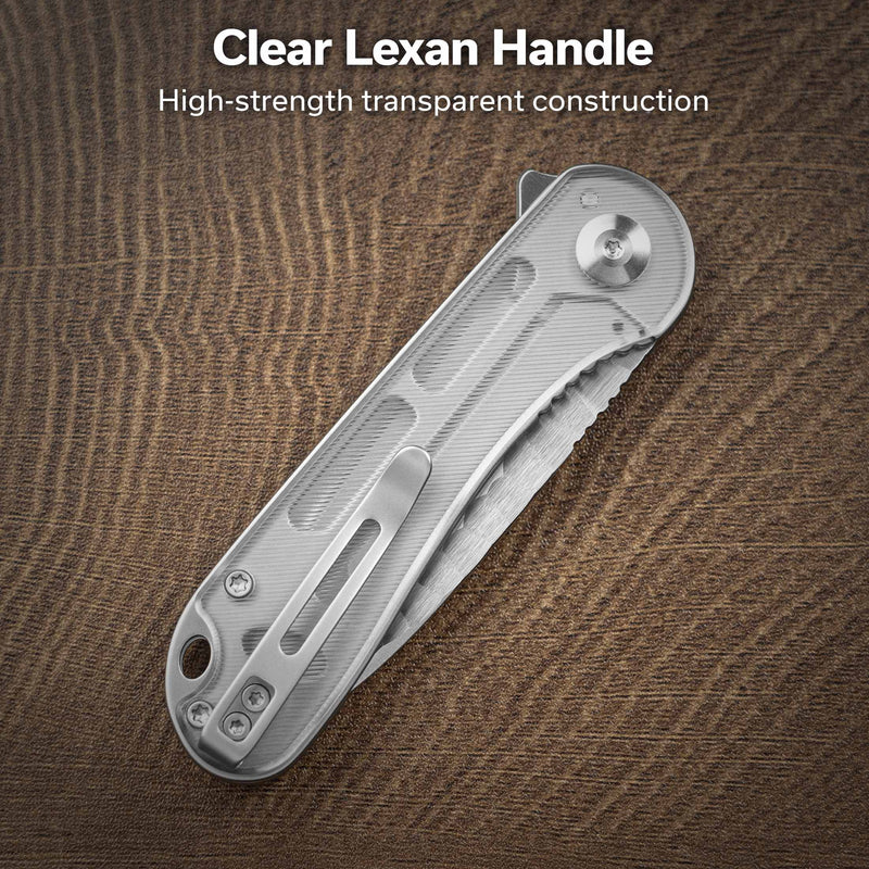 Civivi Elementum Polished Clear Lexan (2.96" Satin Finished With Rock-Grind Pattern Nitro-V) Folding Knife [C18062AM-1] - product view 6